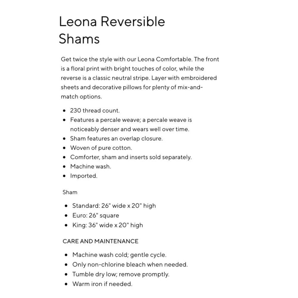 Pottery Barn Leona Reversible Pillow Shams